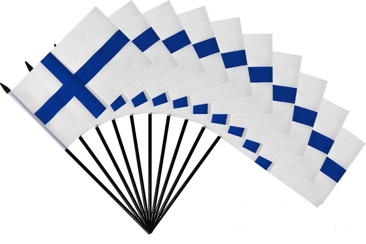 Suomen lippu käsilippu 10 kpl - Pekripe